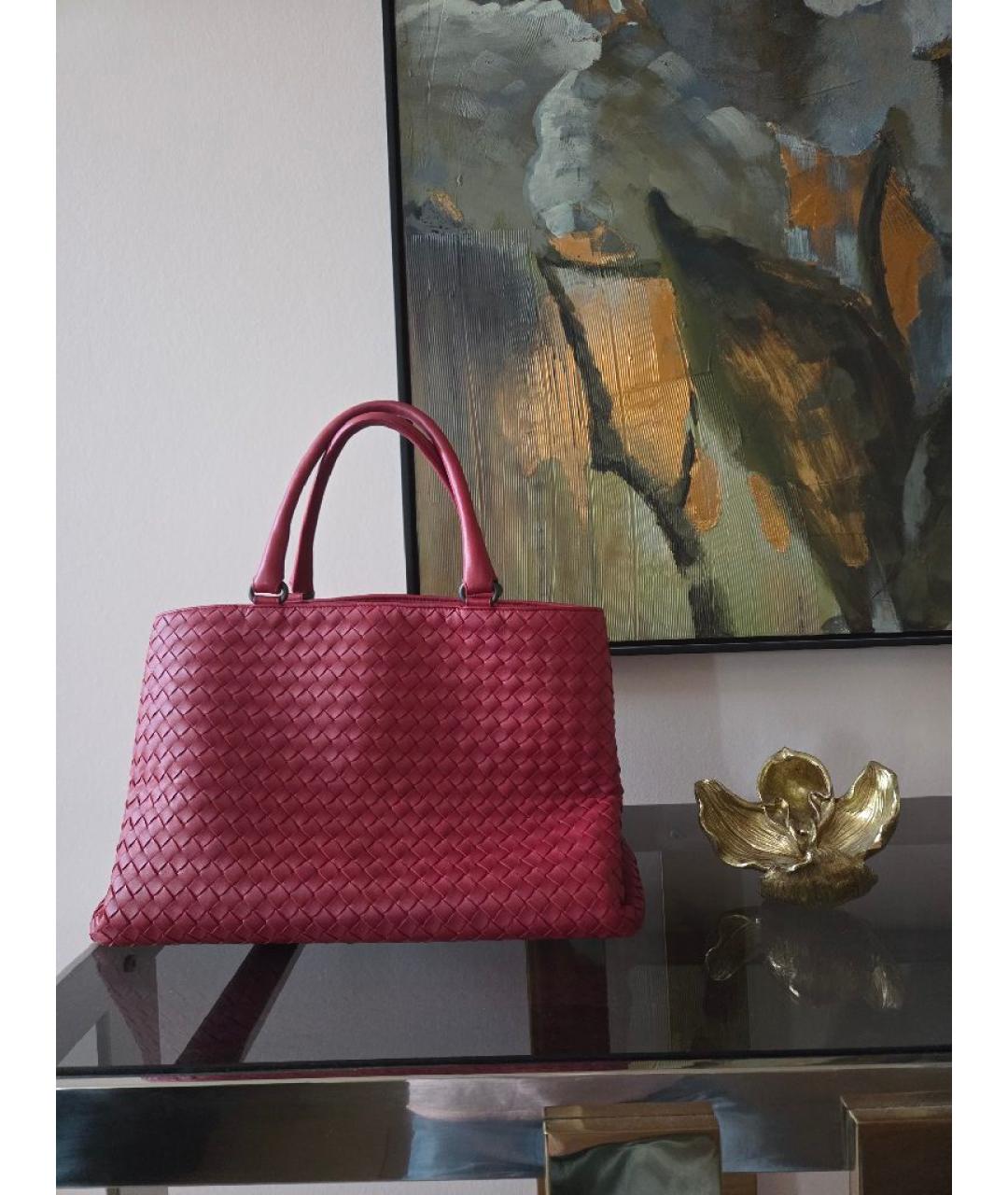 BOTTEGA VENETA Красная кожаная сумка тоут, фото 7