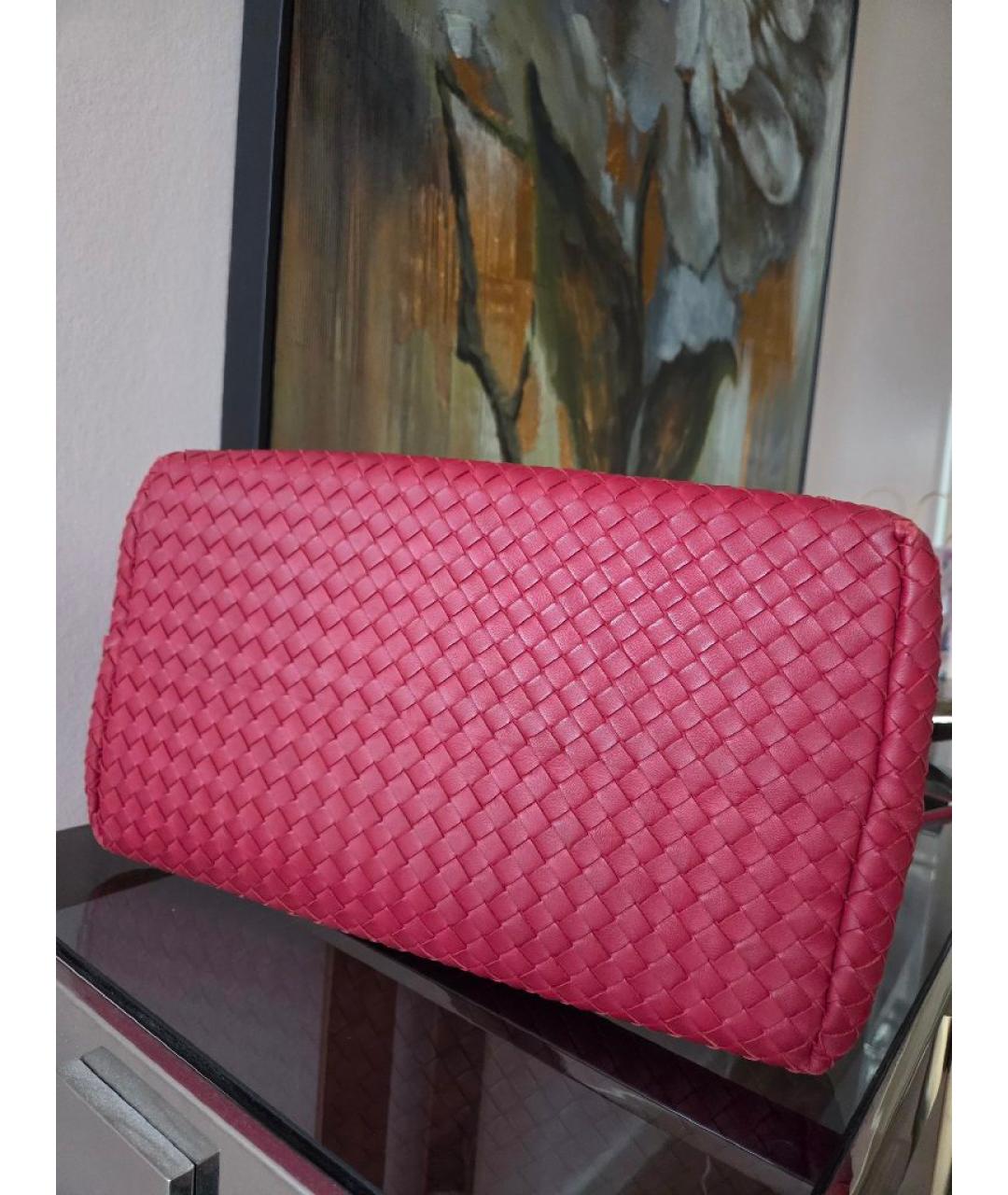 BOTTEGA VENETA Красная кожаная сумка тоут, фото 6