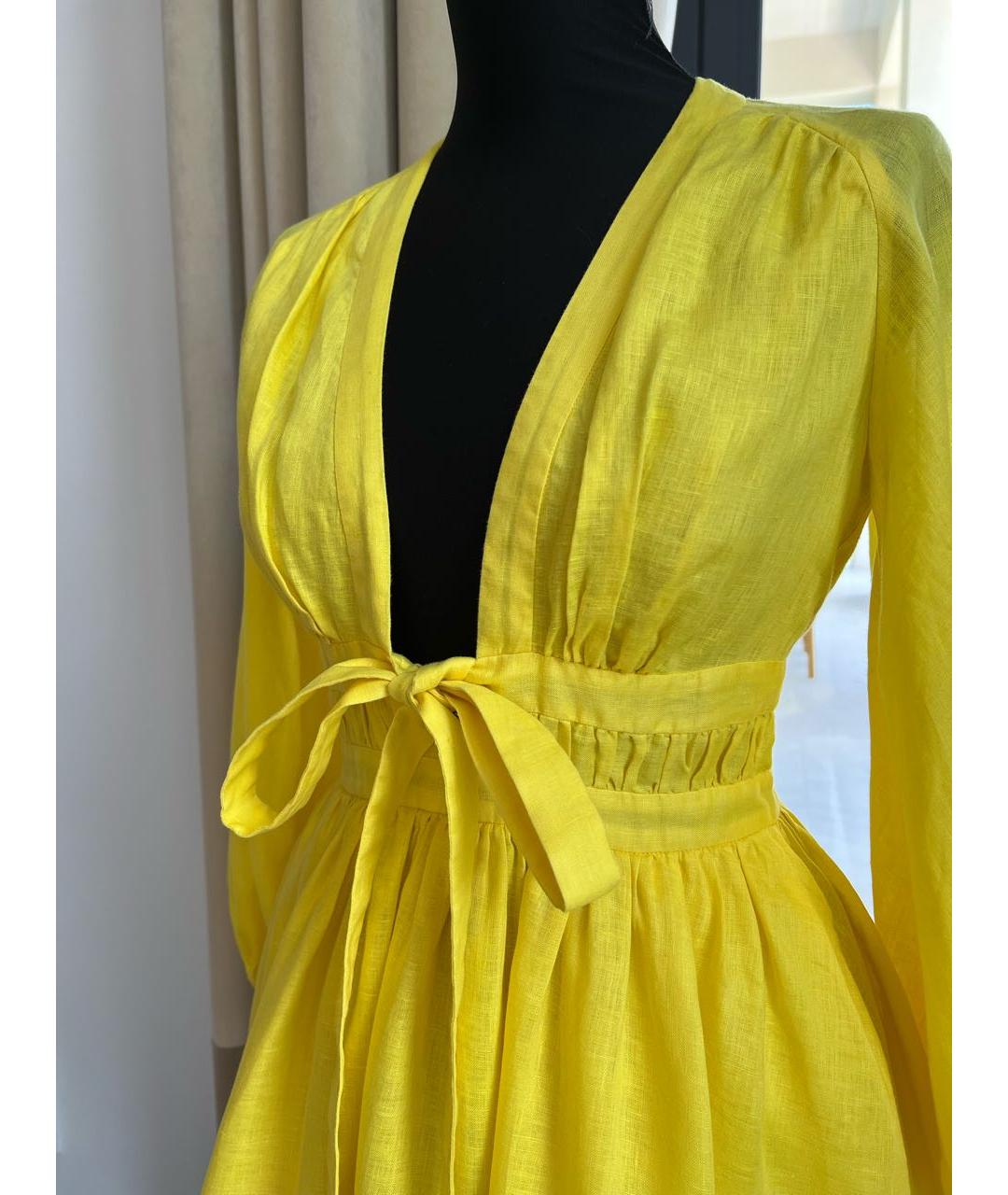 ZIMMERMANN Желтое льняное повседневное платье, фото 4