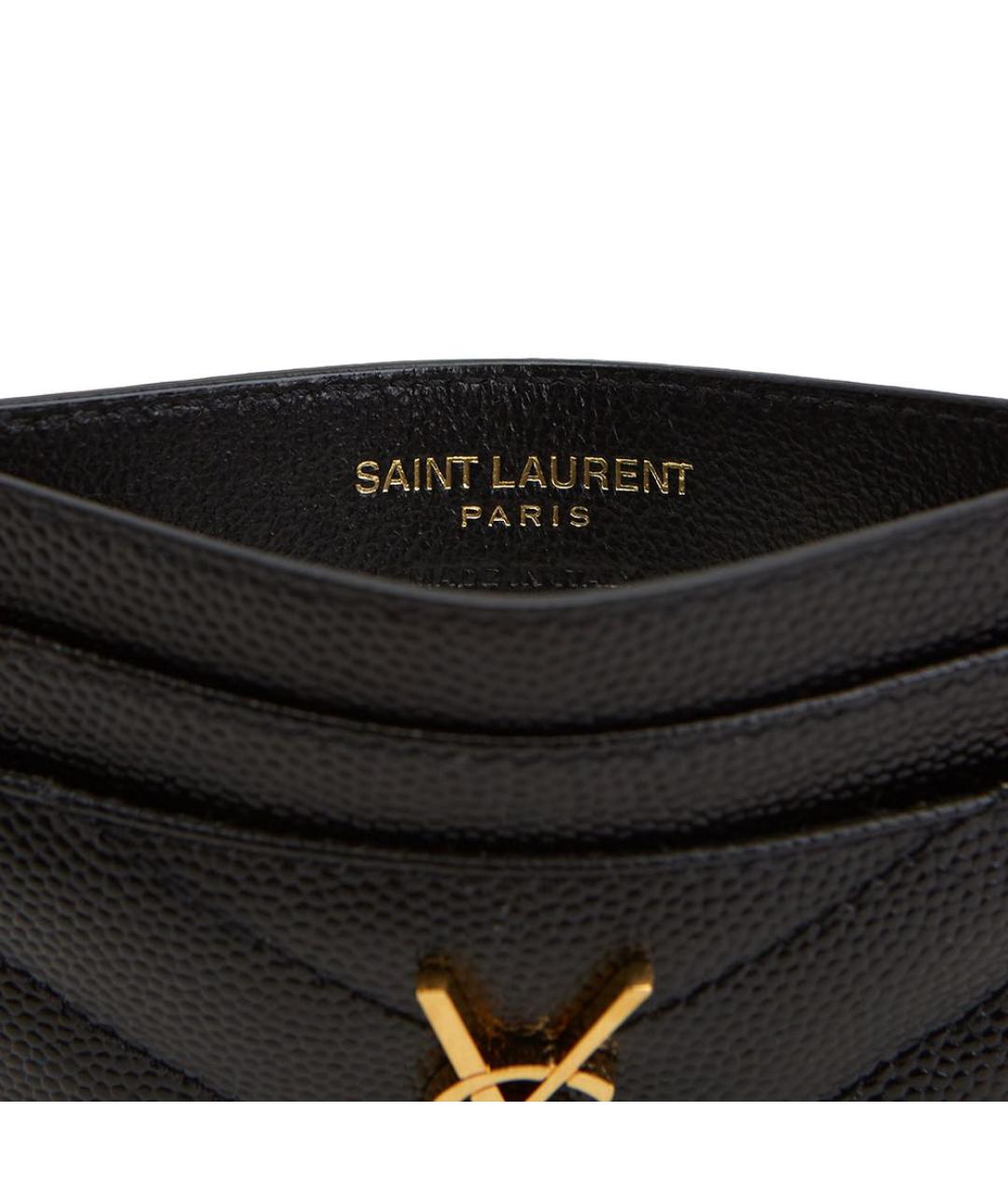 SAINT LAURENT Черный кожаный кардхолдер, фото 7
