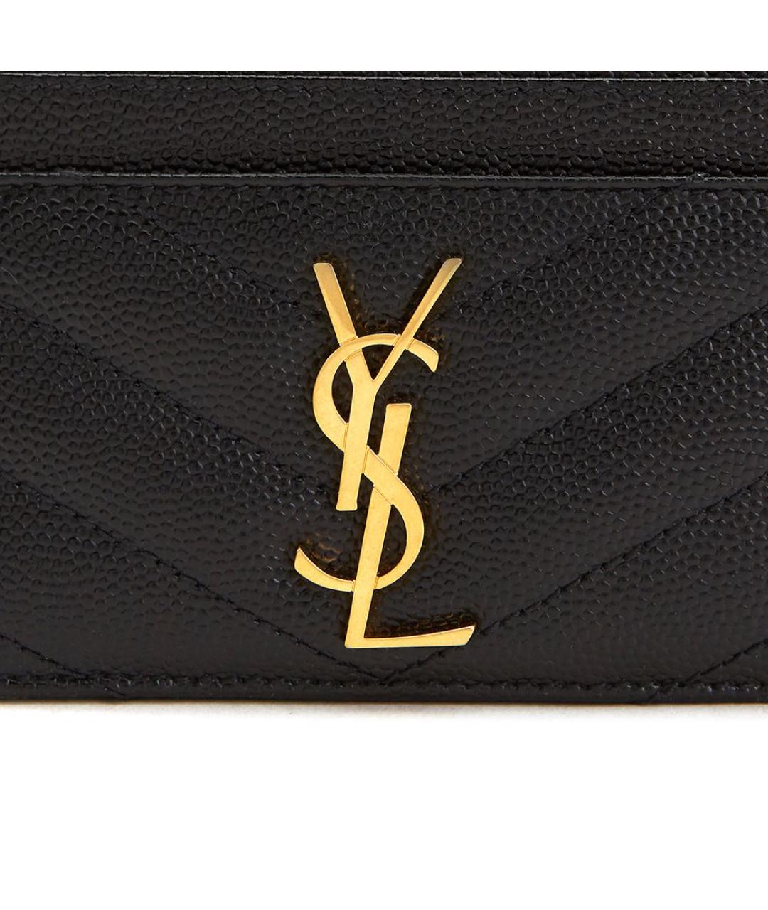 SAINT LAURENT Черный кожаный кардхолдер, фото 6