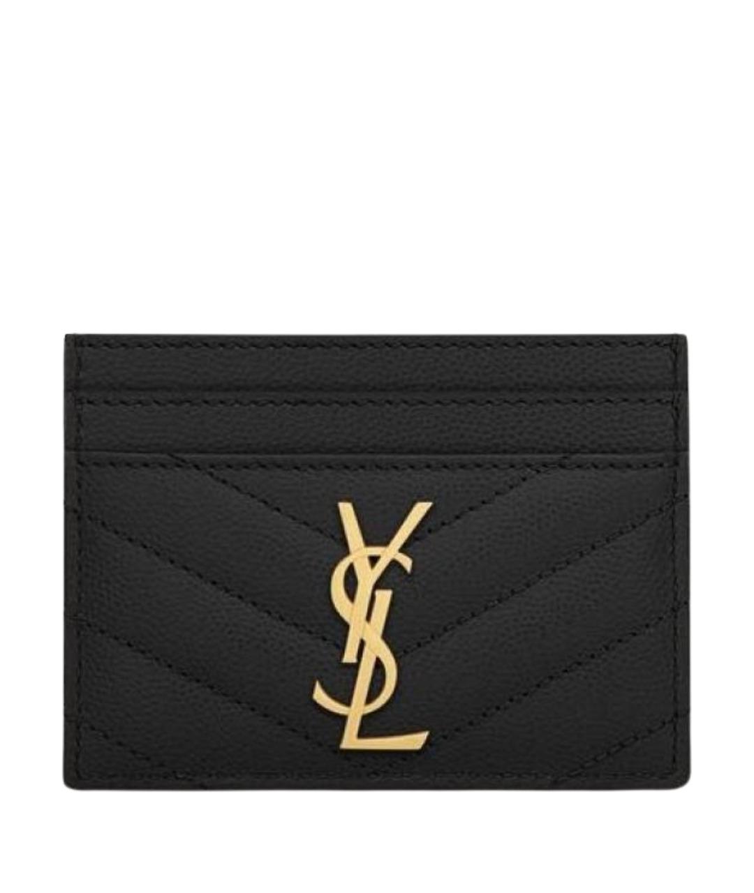 SAINT LAURENT Черный кожаный кардхолдер, фото 1