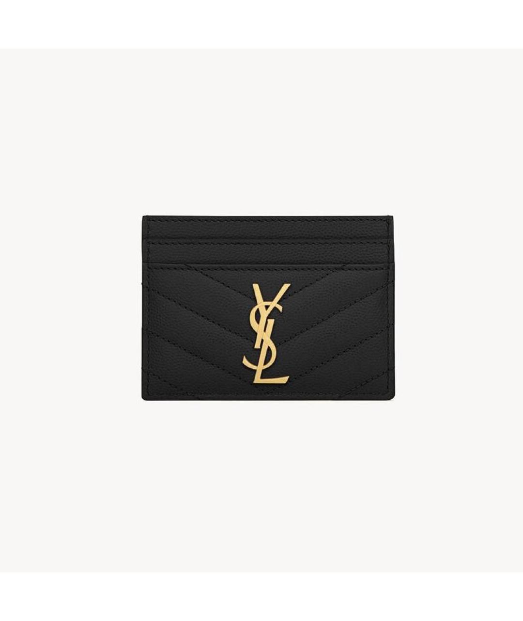 SAINT LAURENT Черный кожаный кардхолдер, фото 8