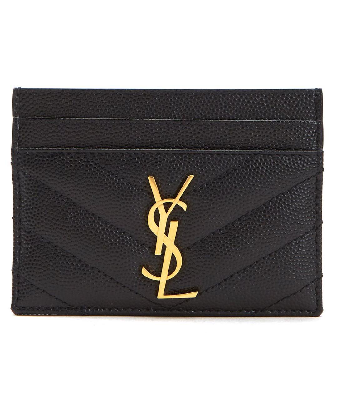 SAINT LAURENT Черный кожаный кардхолдер, фото 2