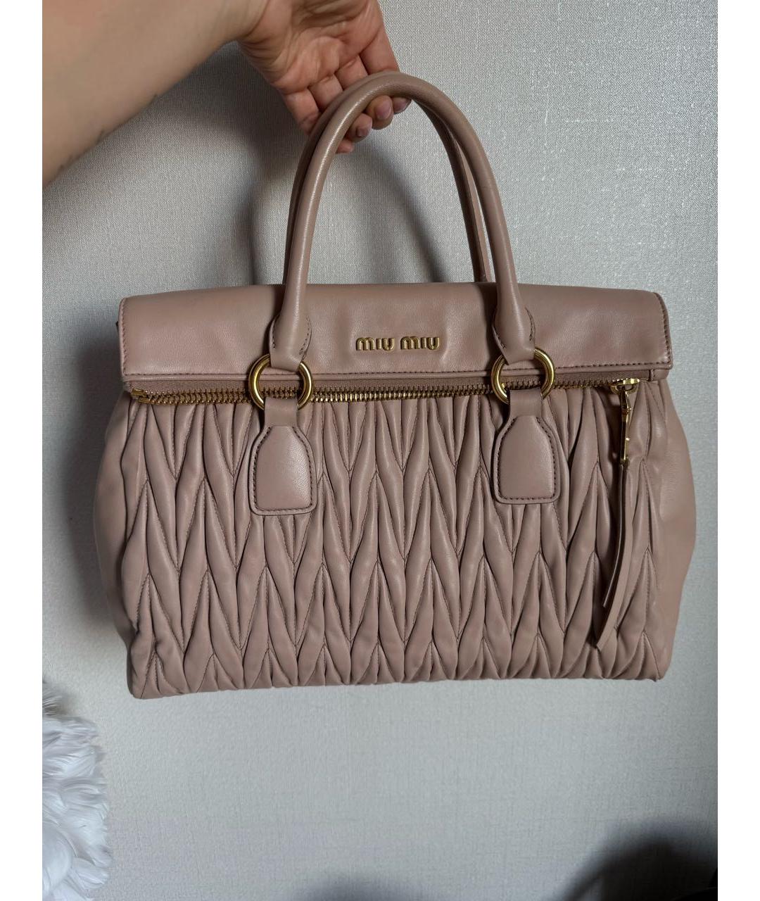 MIU MIU Розовая кожаная сумка с короткими ручками, фото 9