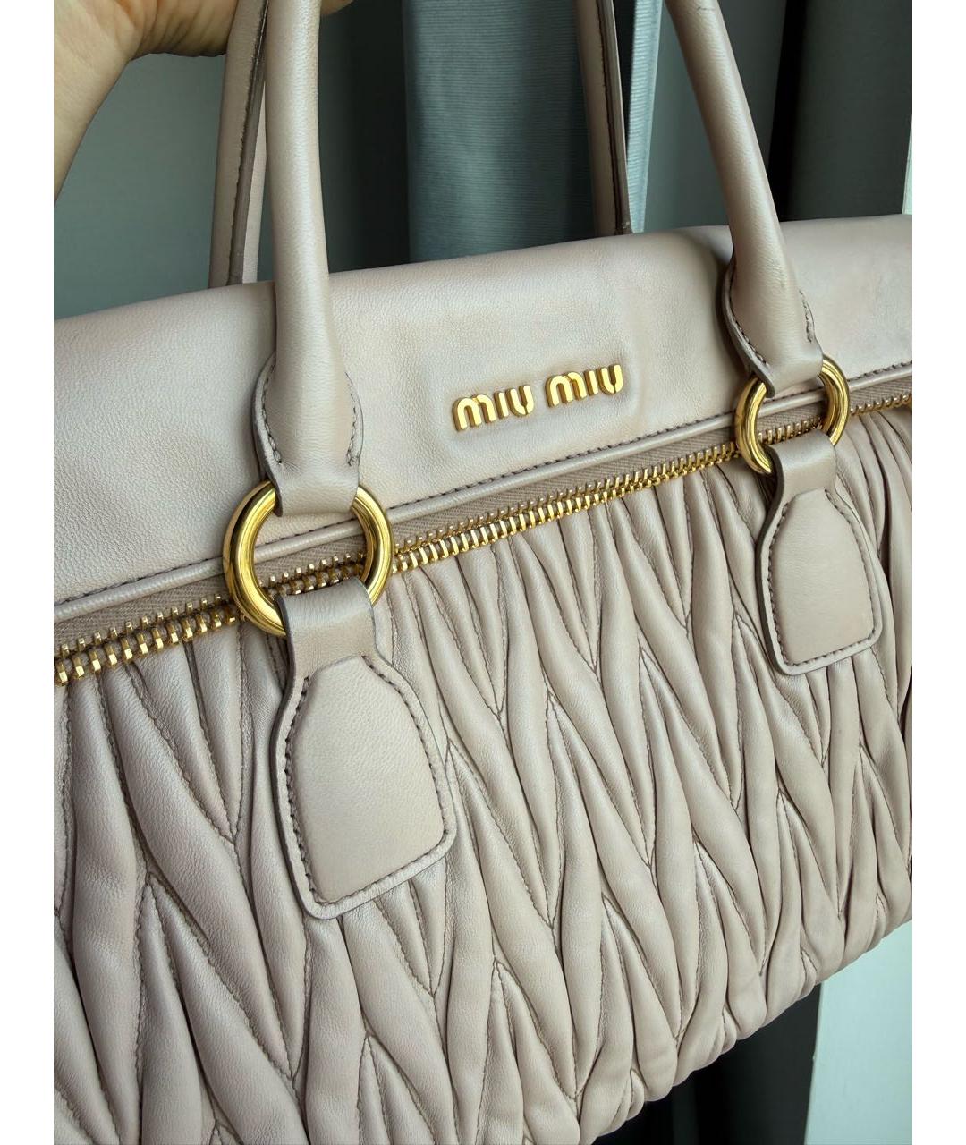 MIU MIU Розовая кожаная сумка с короткими ручками, фото 5