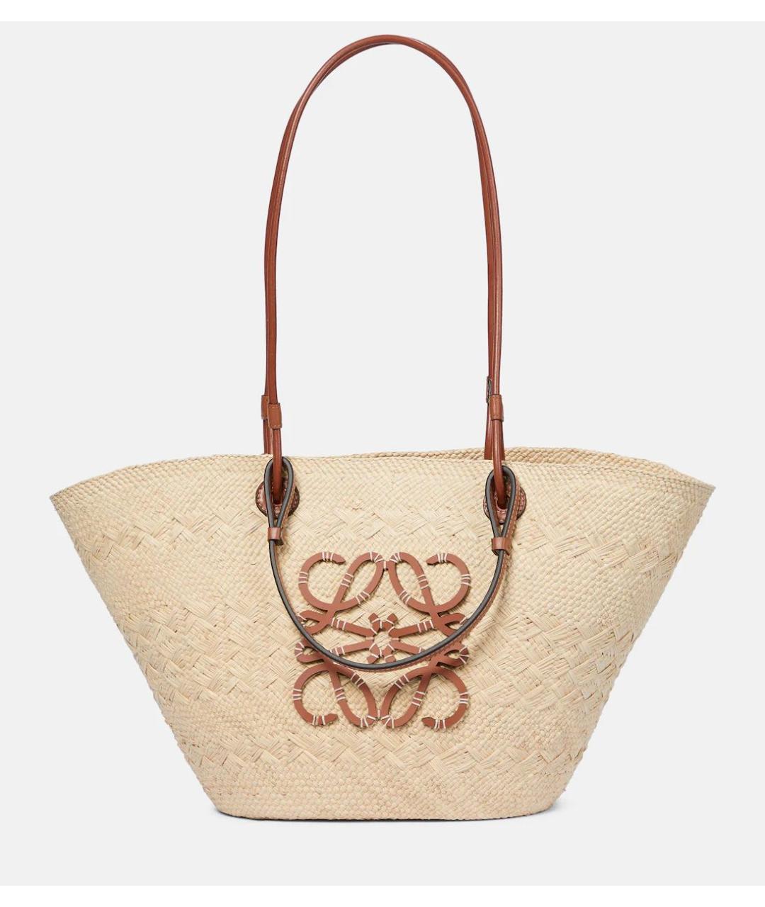 LOEWE Бежевая плетеная пляжная сумка, фото 6