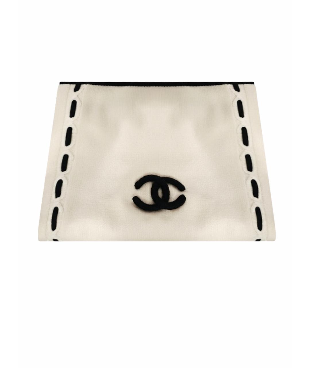 CHANEL Белый шерстяной шарф, фото 1