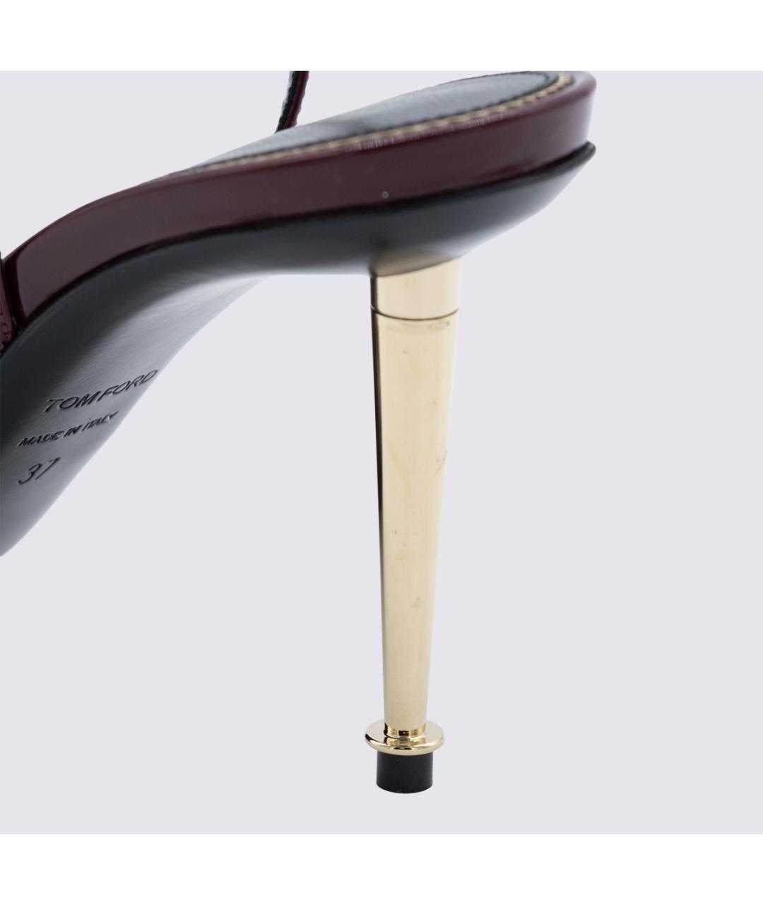 TOM FORD Бордовые босоножки из лакированной кожи, фото 5