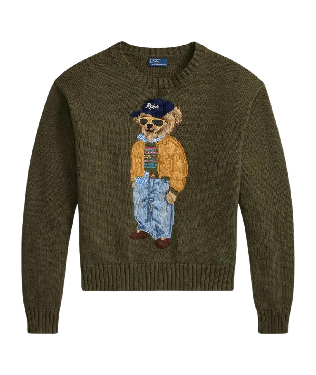 POLO RALPH LAUREN Зеленый хлопковый джемпер / свитер, фото 1