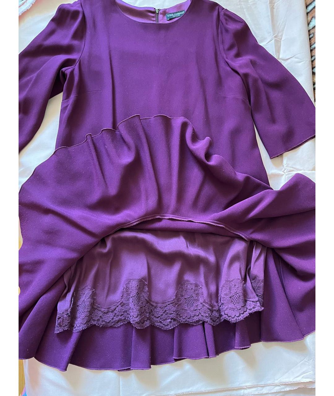 DOLCE&GABBANA Фиолетовое вискозное коктейльное платье, фото 4
