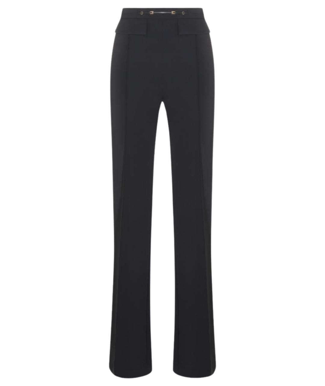 ELISABETTA FRANCHI Черные полиэстеровые прямые брюки, фото 1