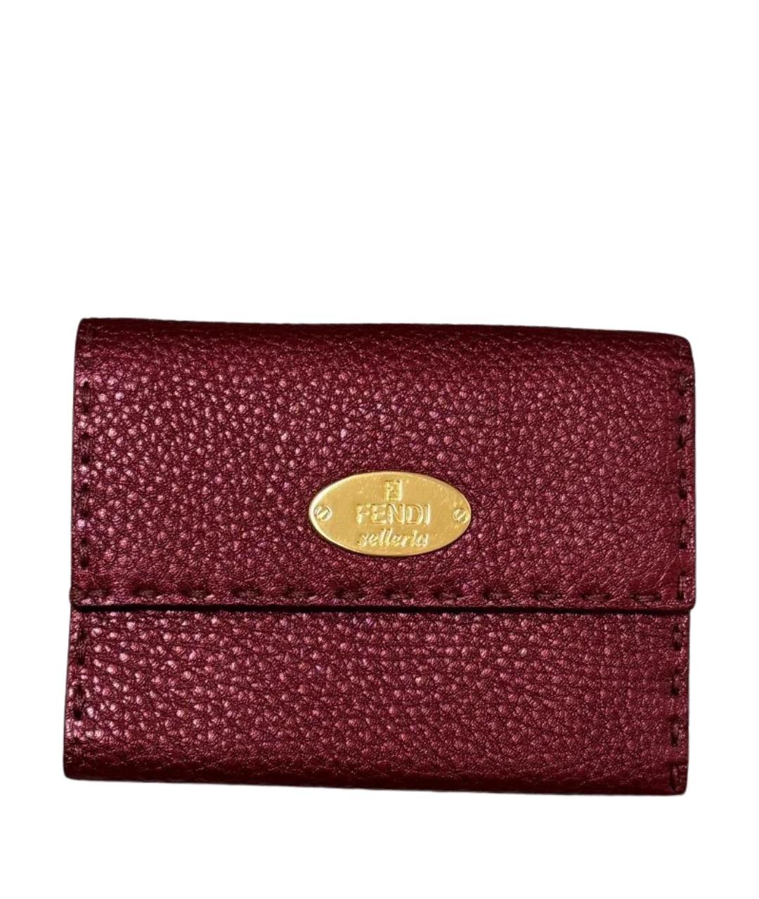 FENDI Бордовый кожаный кошелек, фото 1