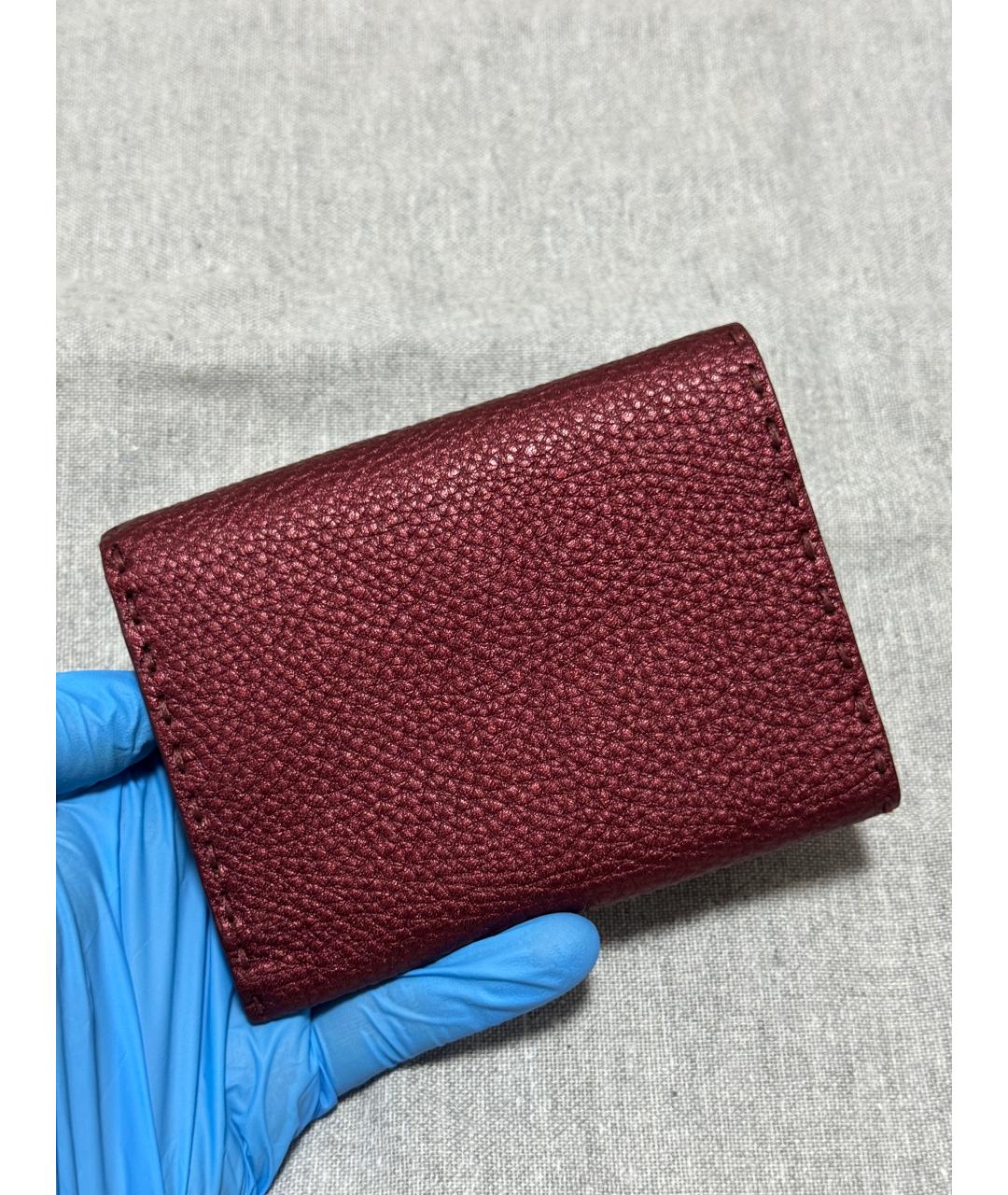FENDI Бордовый кожаный кошелек, фото 3