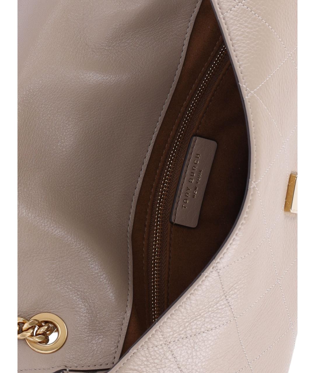 TORY BURCH Бежевая кожаная сумка через плечо, фото 4