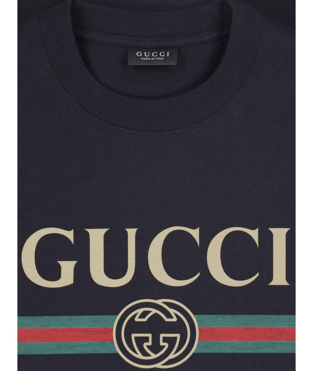 GUCCI Черная хлопковая футболка, фото 3