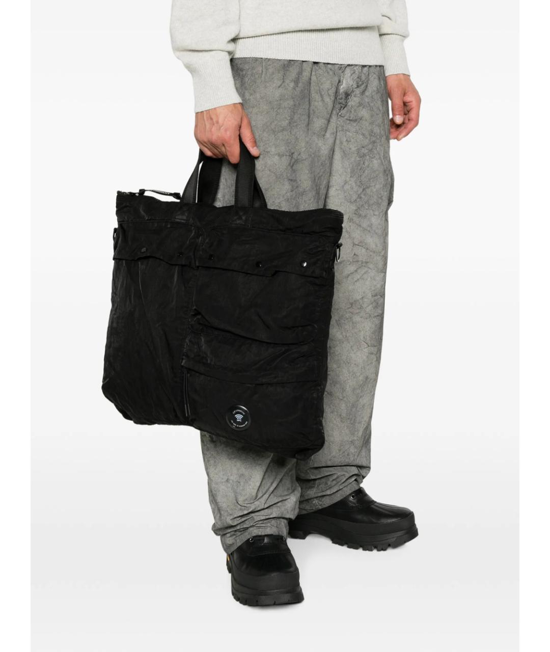 CP COMPANY Черная синтетическая сумка тоут, фото 2