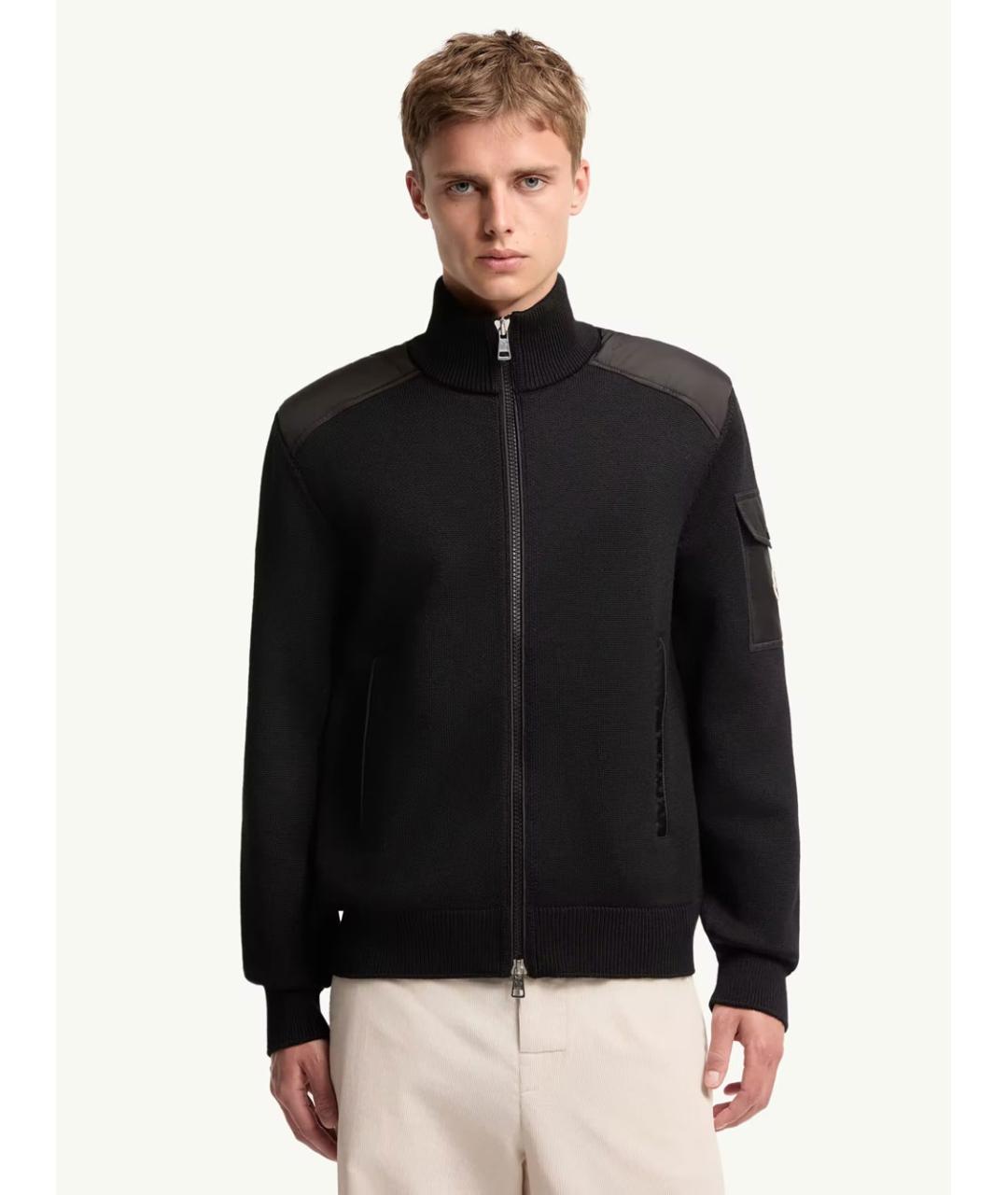 MONCLER Черный шерстяной кардиган, фото 4