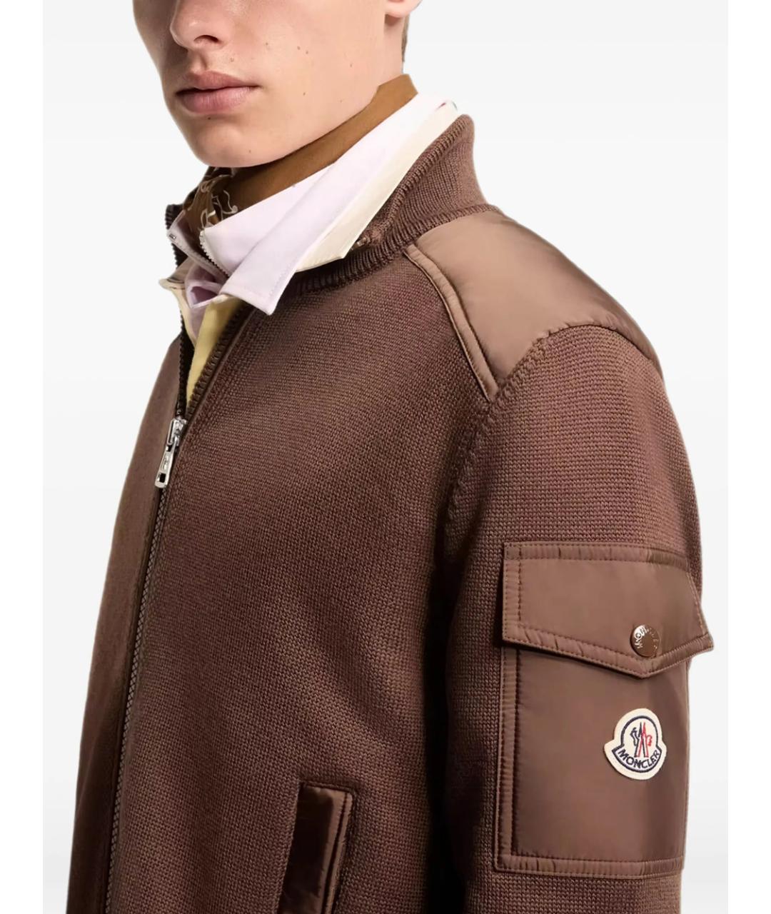 MONCLER Коричневый шерстяной кардиган, фото 6