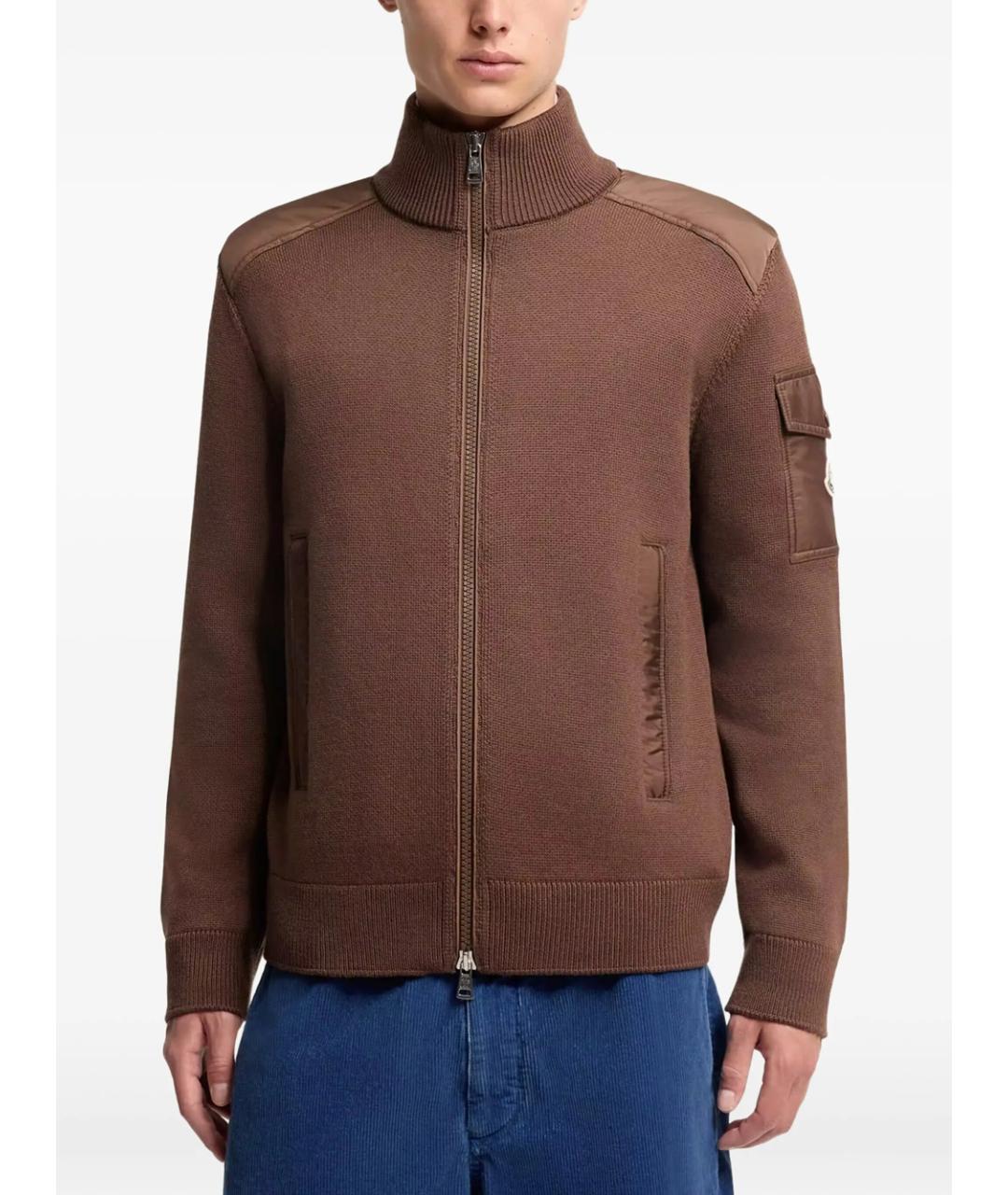 MONCLER Коричневый шерстяной кардиган, фото 4