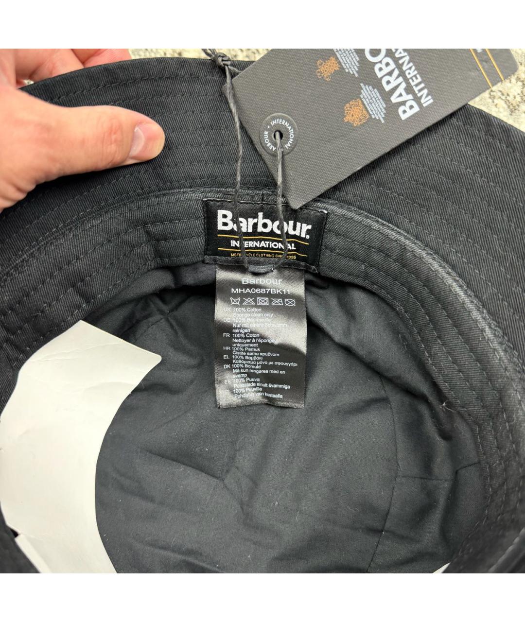 BARBOUR Черная хлопковая шляпа, фото 6