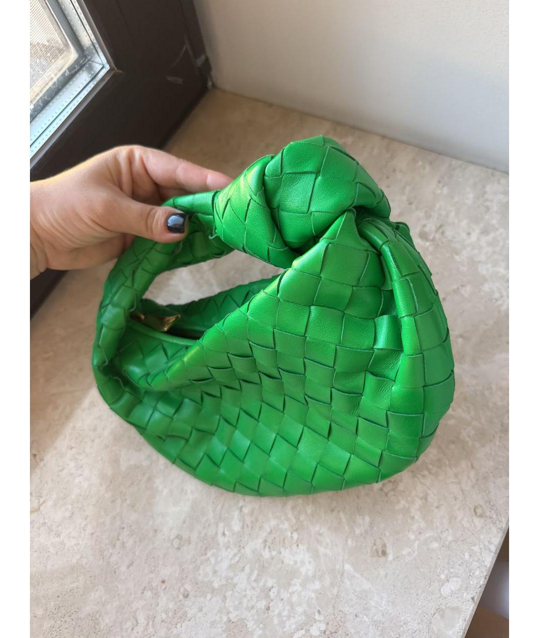 BOTTEGA VENETA Зеленая кожаная сумка с короткими ручками, фото 2