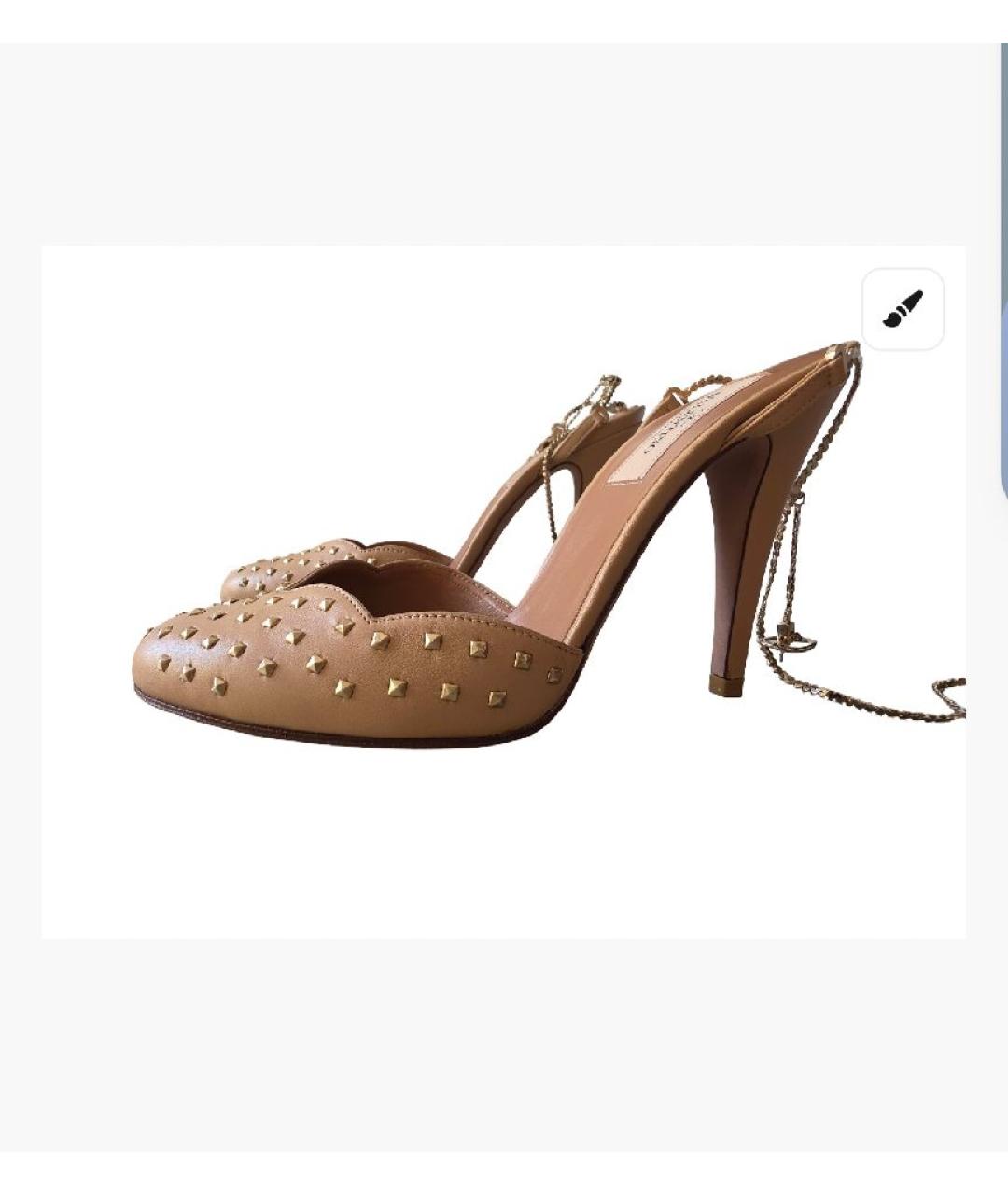 VALENTINO Бежевые кожаные босоножки, фото 10
