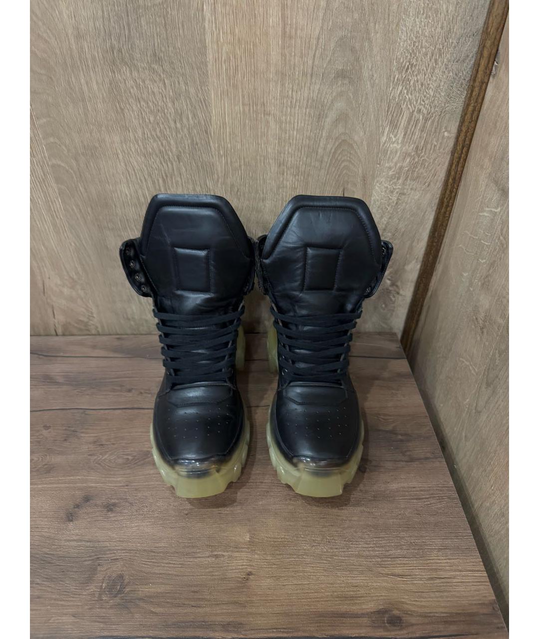 RICK OWENS Черные кожаные высокие ботинки, фото 3