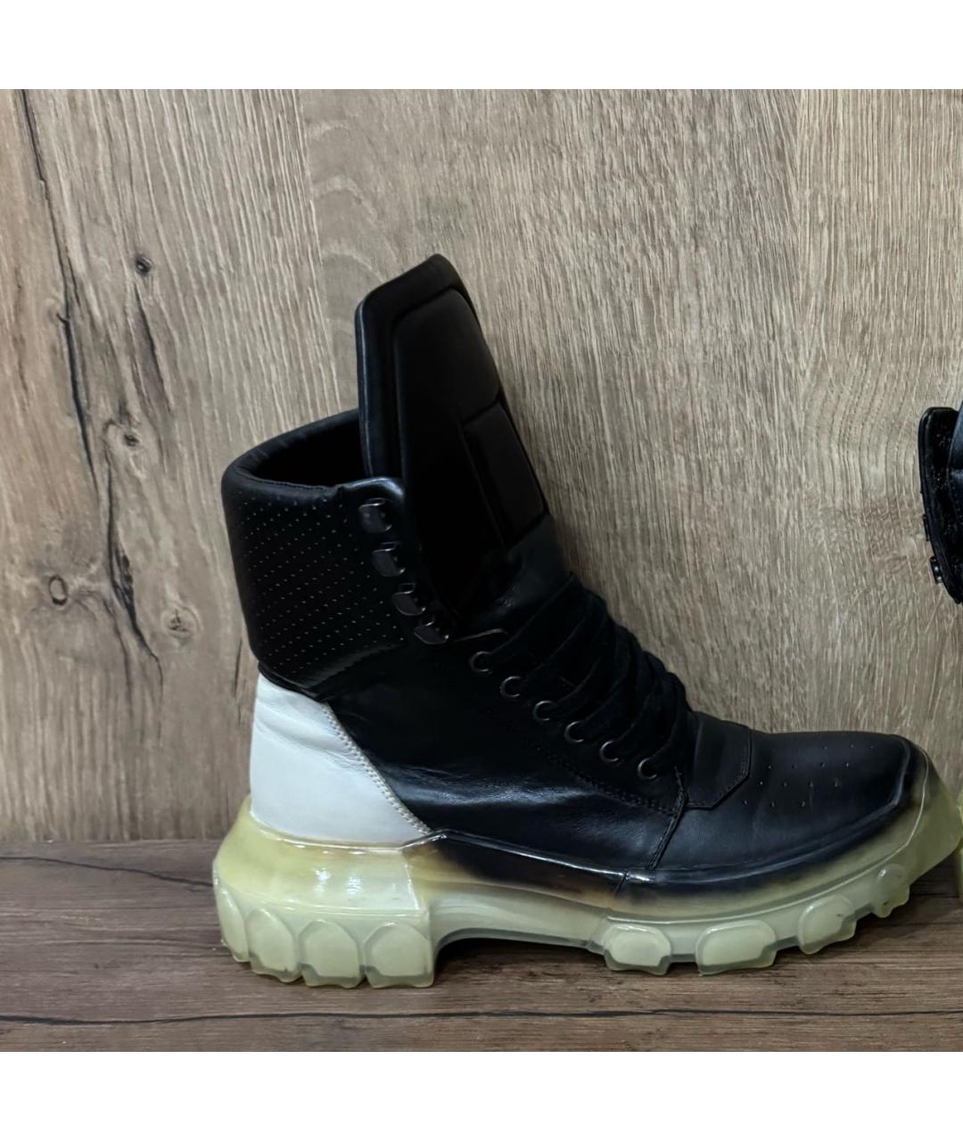 RICK OWENS Черные кожаные высокие ботинки, фото 9