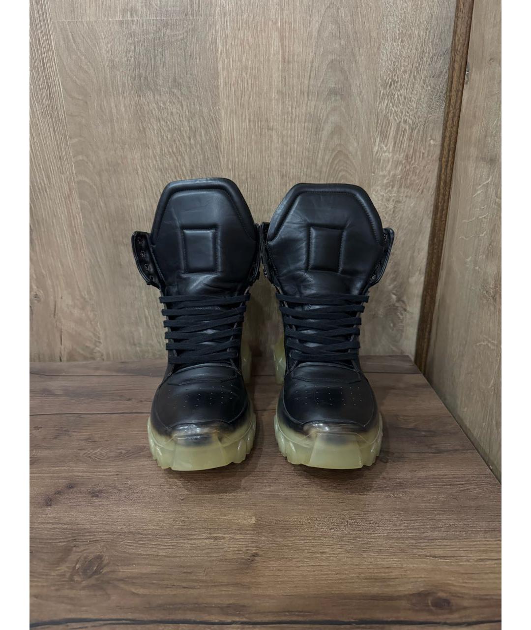 RICK OWENS Черные кожаные высокие ботинки, фото 2