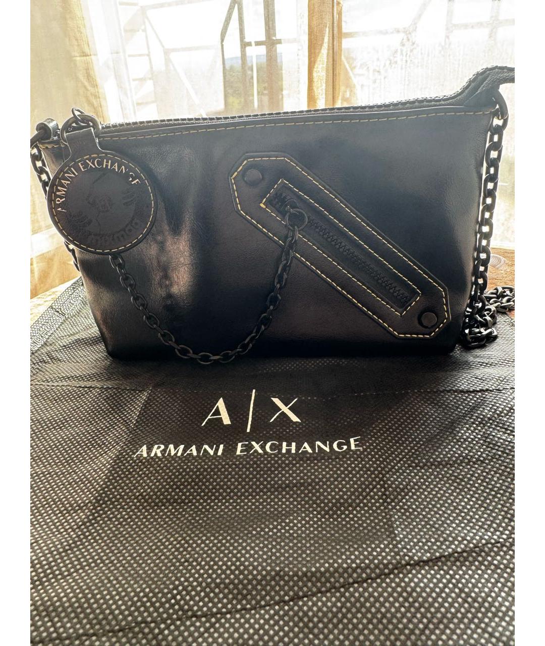 ARMANI EXCHANGE Черная сумка через плечо из искусственной кожи, фото 5