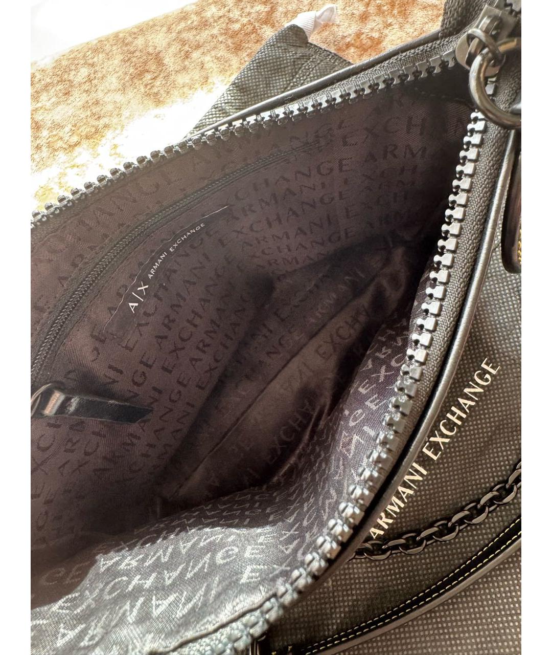 ARMANI EXCHANGE Черная сумка через плечо из искусственной кожи, фото 4