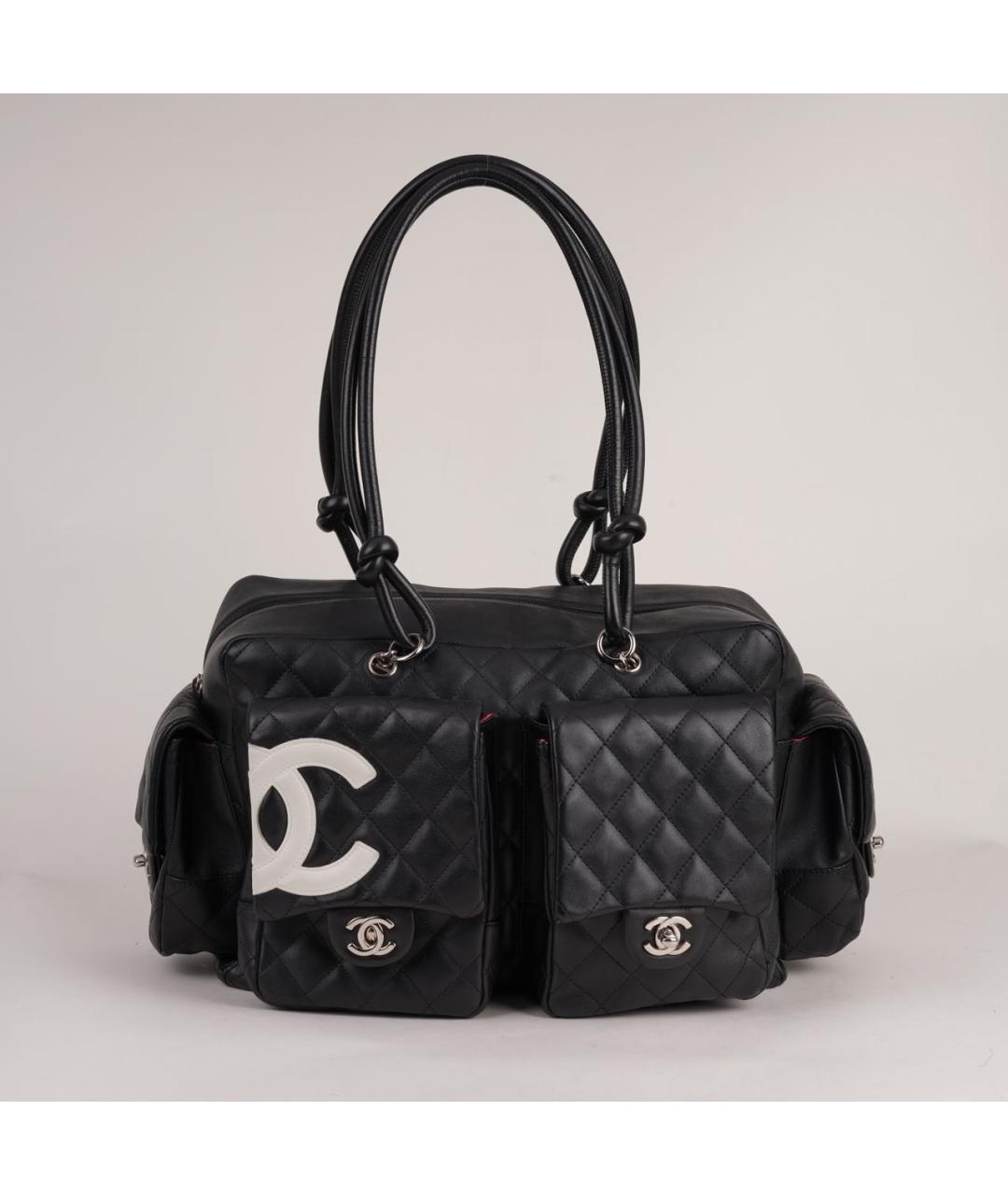 CHANEL Черная кожаная сумка с короткими ручками, фото 7