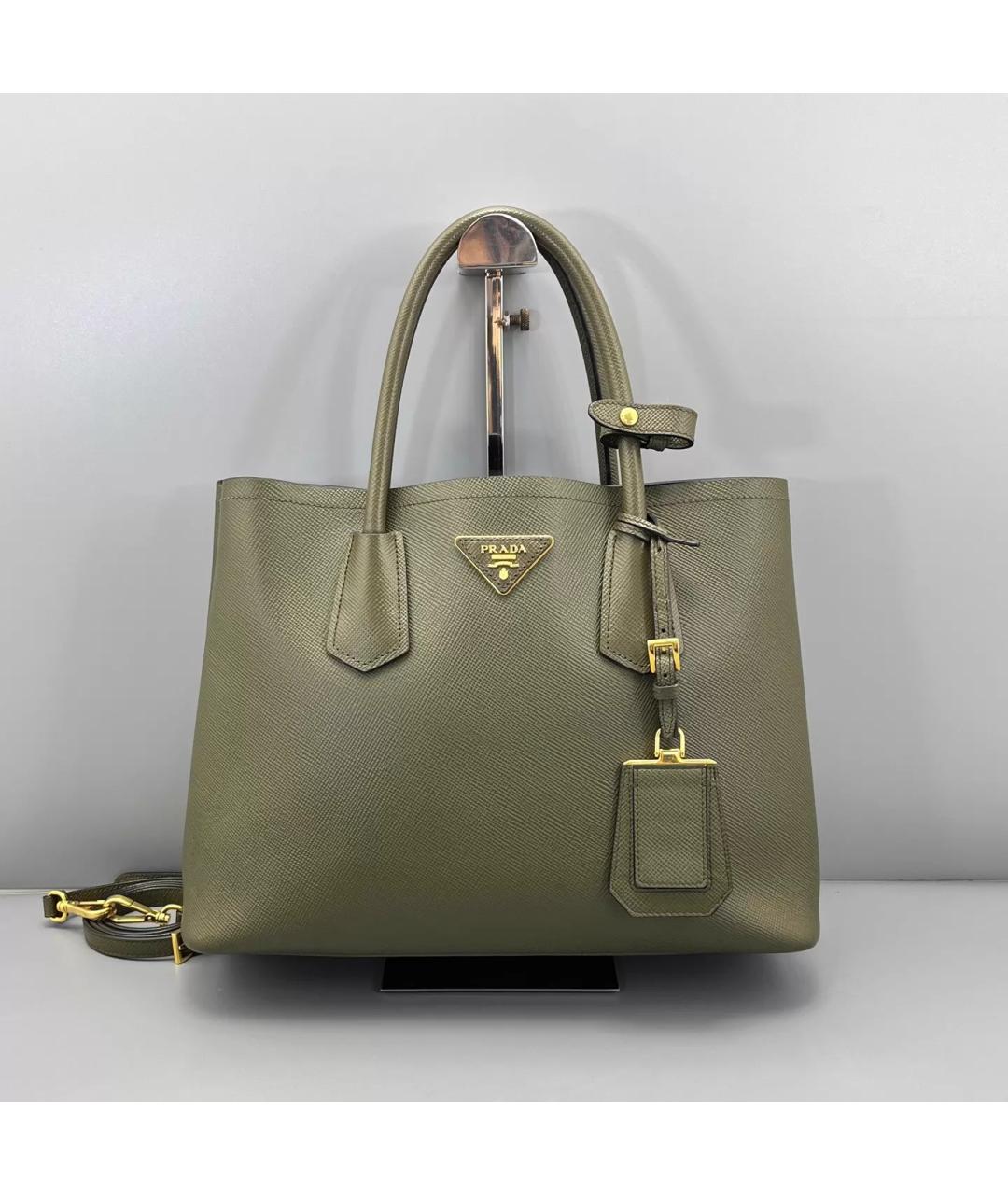 PRADA Салатовая кожаная сумка с короткими ручками, фото 10