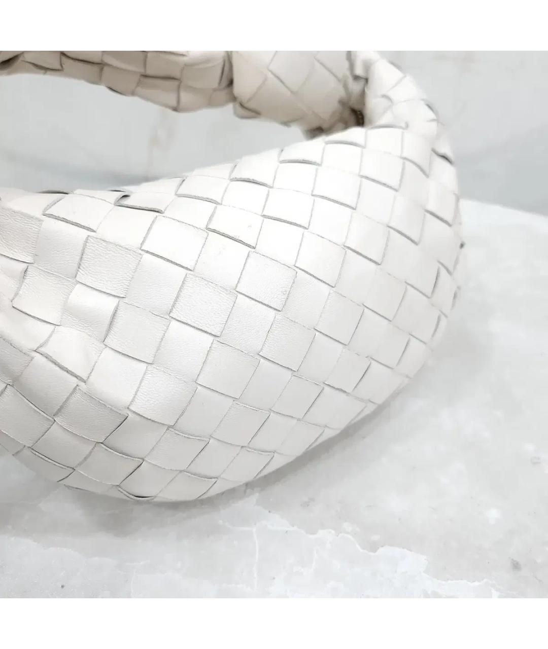 BOTTEGA VENETA Белая кожаная сумка с короткими ручками, фото 6
