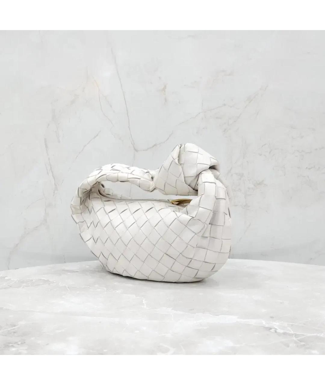 BOTTEGA VENETA Белая кожаная сумка с короткими ручками, фото 3