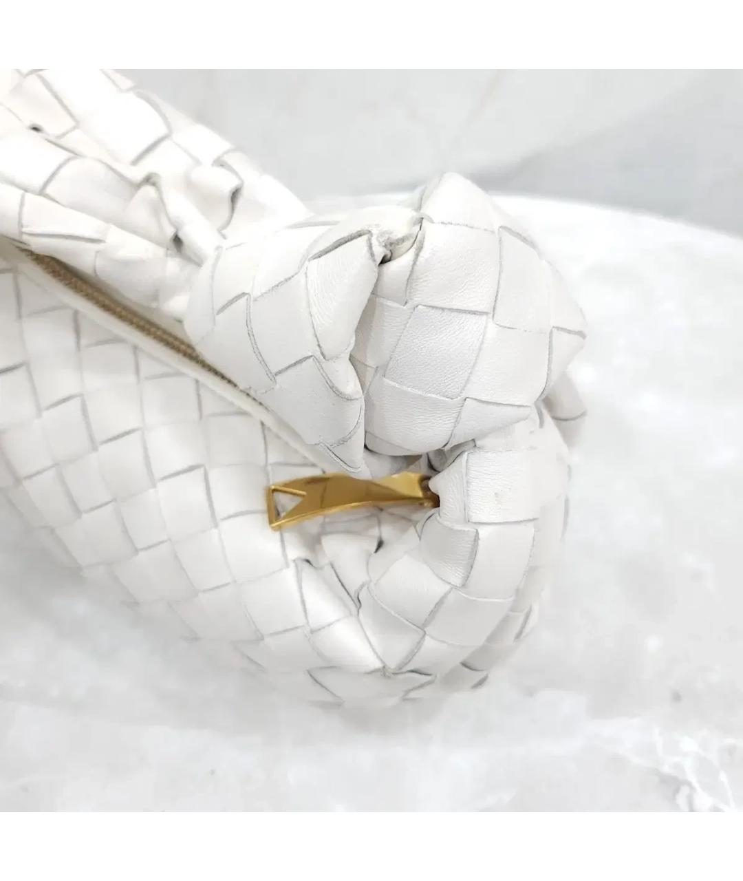 BOTTEGA VENETA Белая кожаная сумка с короткими ручками, фото 4