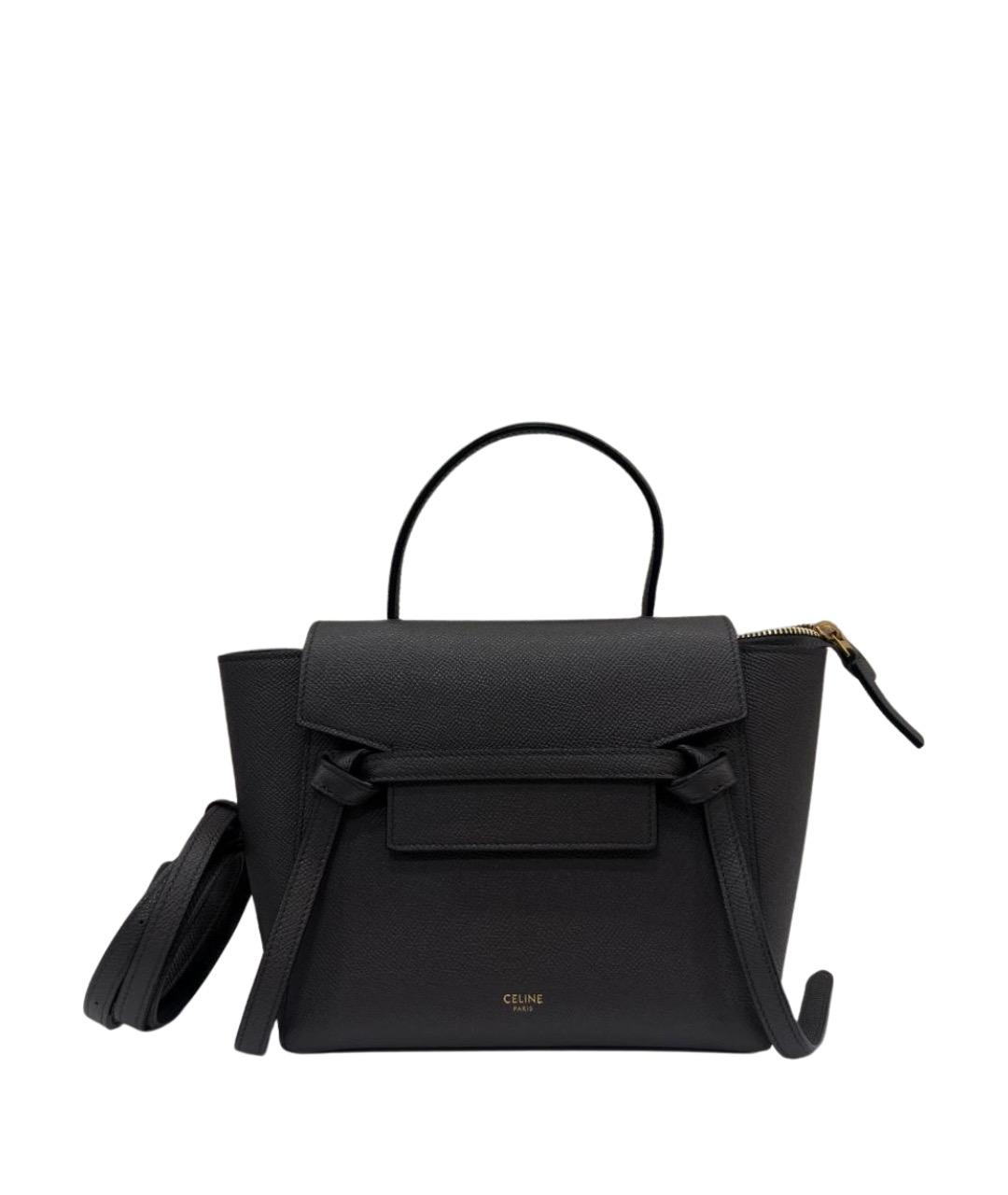 CELINE Антрацитовая кожаная сумка с короткими ручками, фото 7