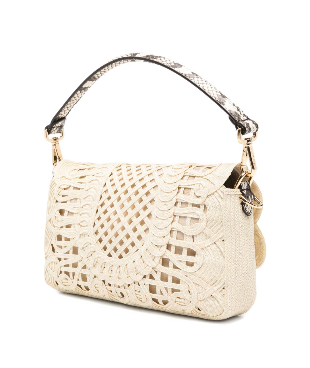FENDI Бежевая плетеная сумка через плечо, фото 3