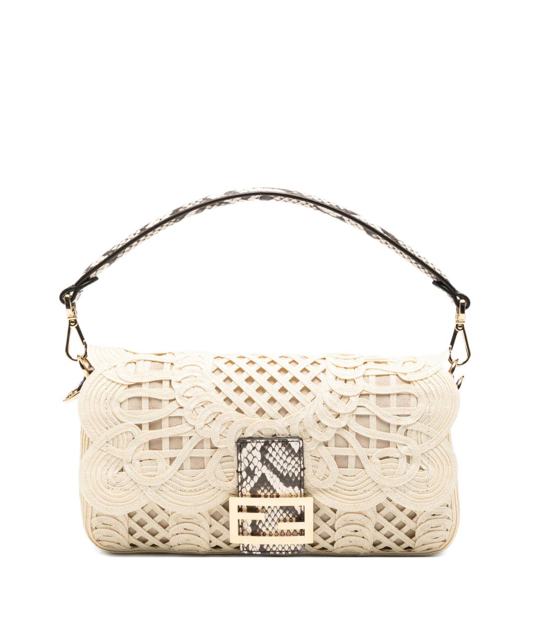 FENDI Бежевая плетеная сумка через плечо, фото 1