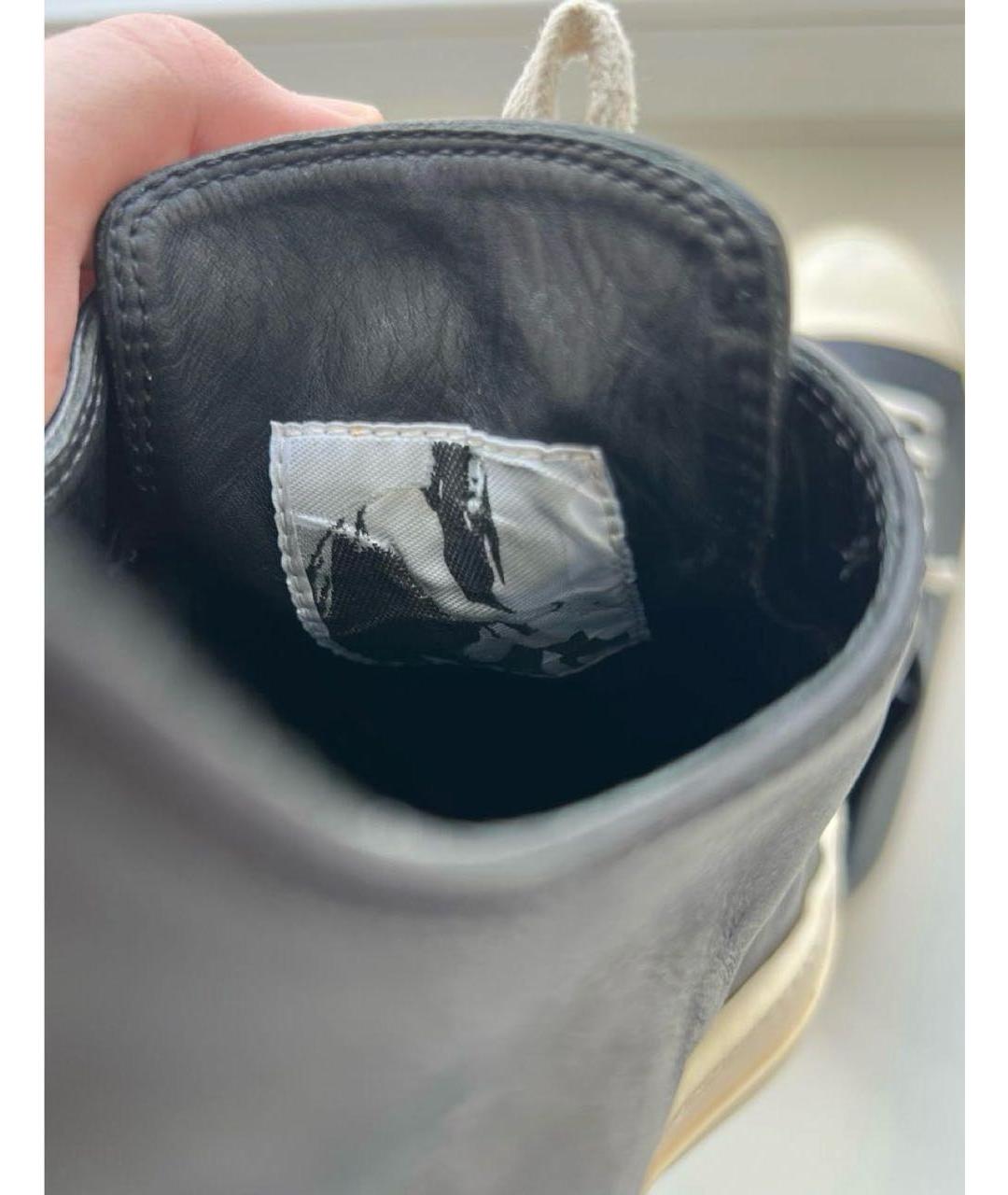 RICK OWENS Черные кожаные низкие кроссовки / кеды, фото 5