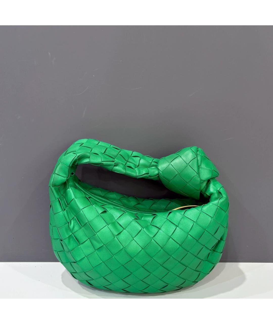 BOTTEGA VENETA Зеленая кожаная сумка с короткими ручками, фото 9