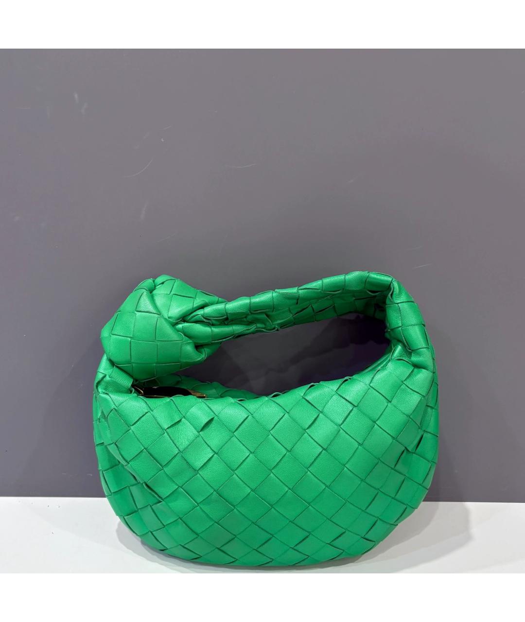 BOTTEGA VENETA Зеленая кожаная сумка с короткими ручками, фото 2