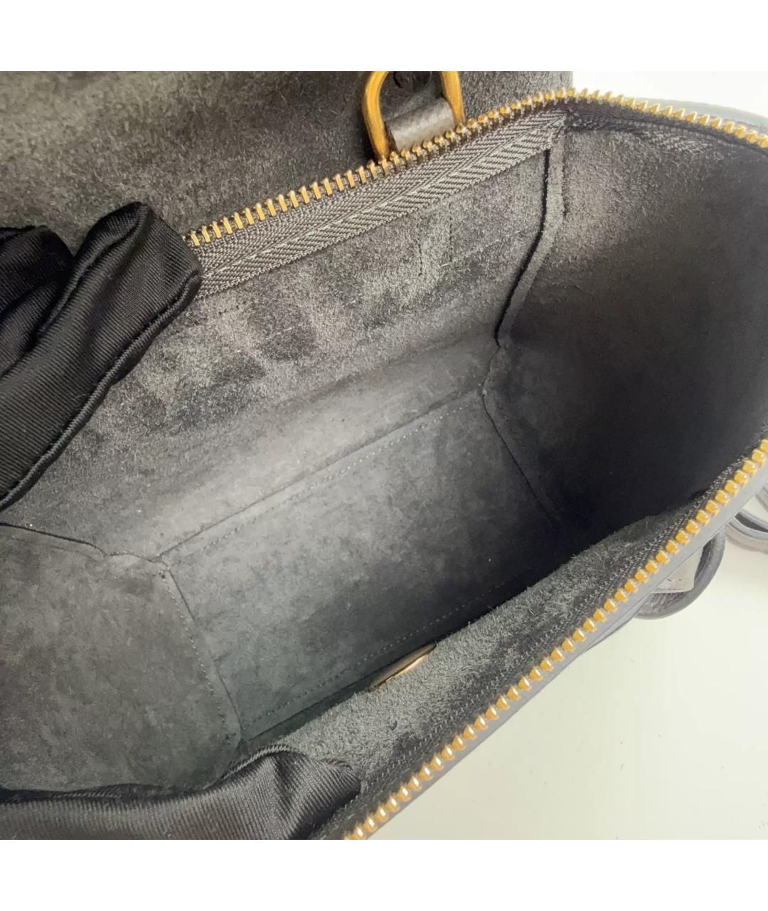 CELINE Антрацитовая кожаная сумка с короткими ручками, фото 8