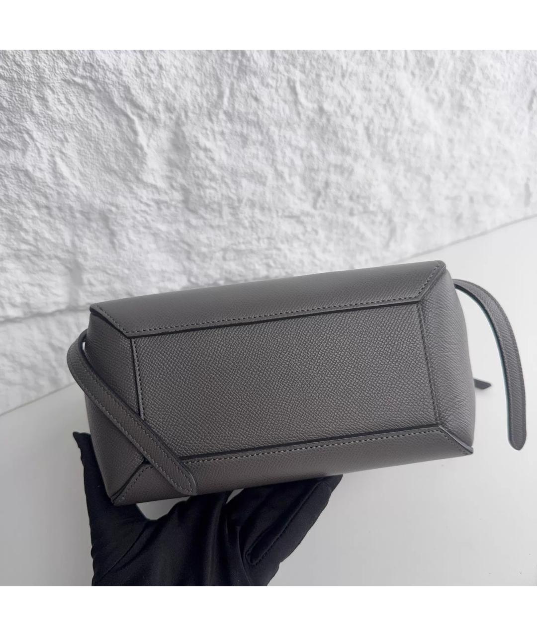 CELINE Антрацитовая кожаная сумка с короткими ручками, фото 5