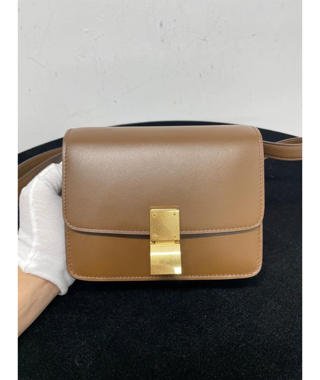 CELINE Коричневая кожаная сумка через плечо, фото 2