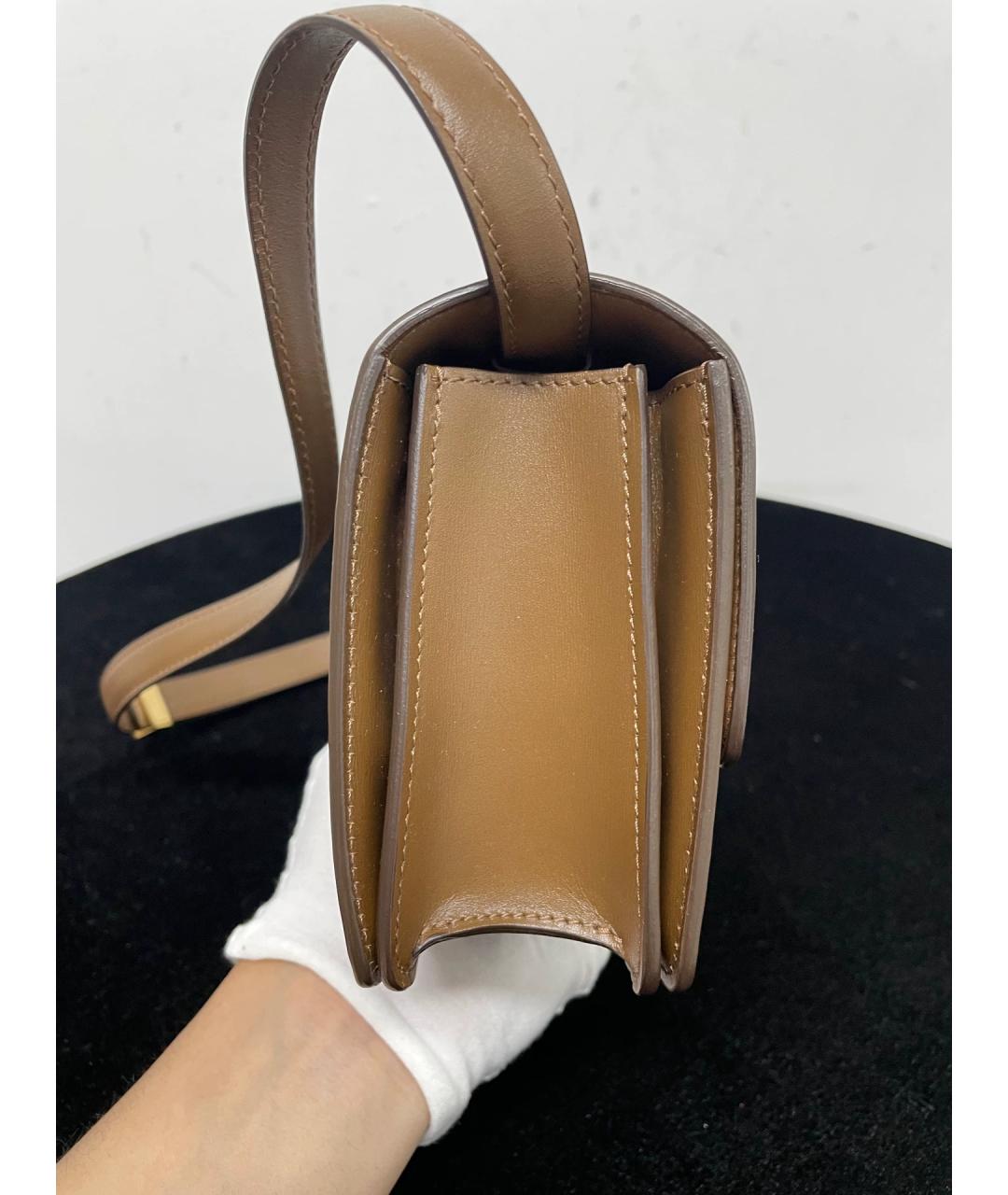 CELINE Коричневая кожаная сумка через плечо, фото 3