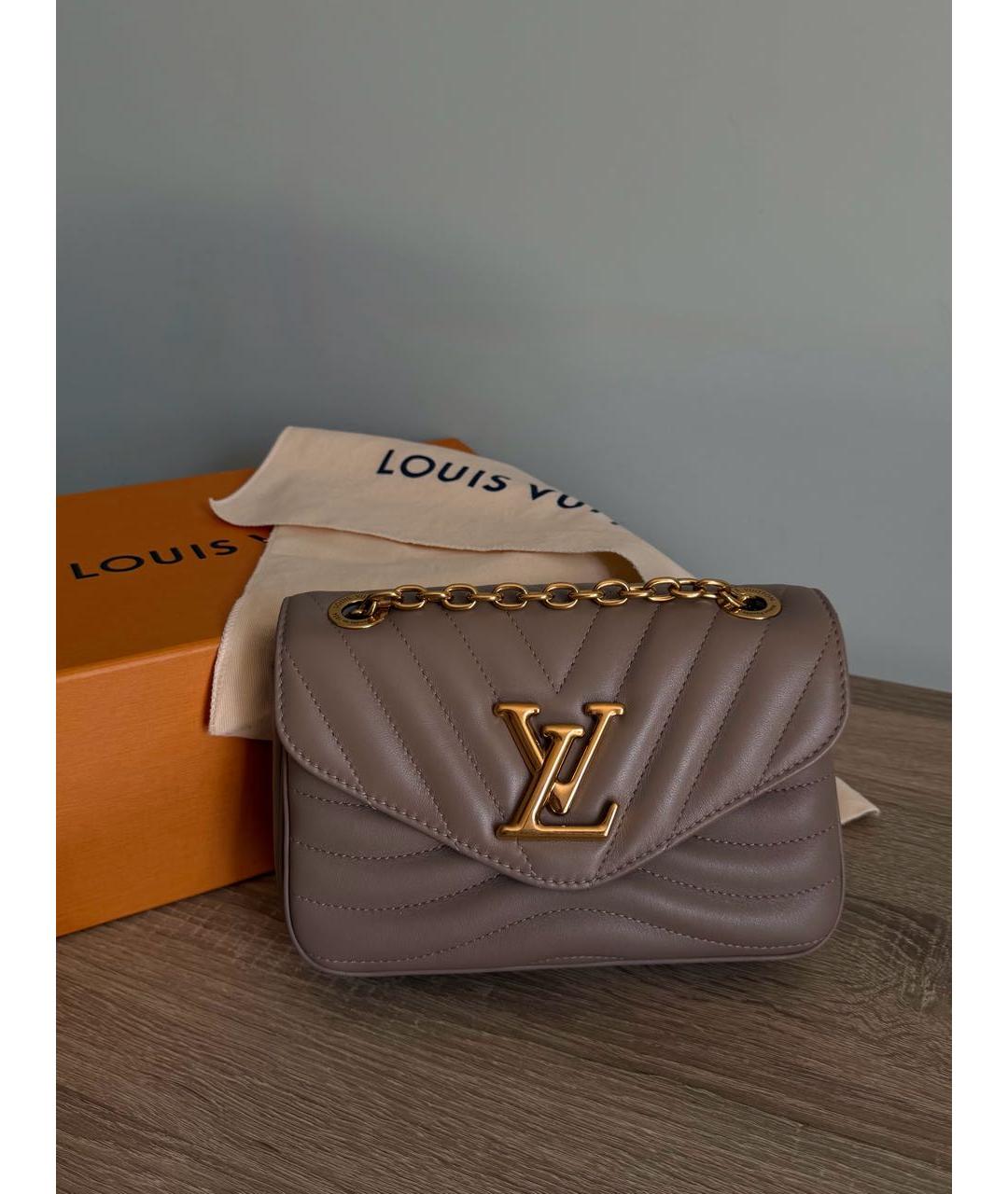 LOUIS VUITTON Бежевая кожаная сумка через плечо, фото 4