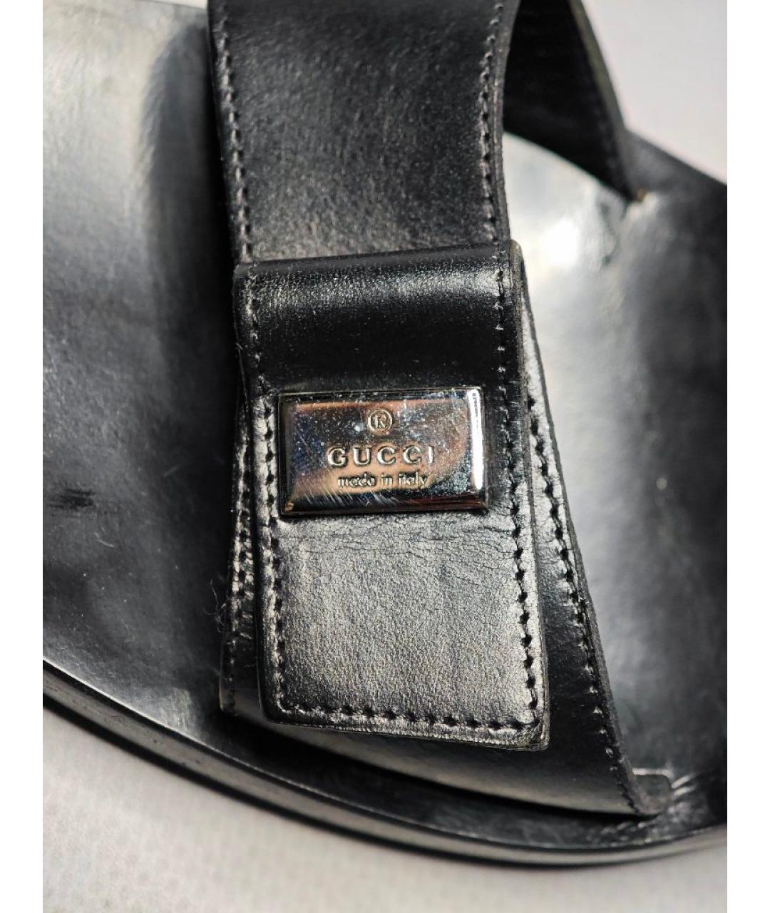 GUCCI Черные кожаные сабо, фото 6