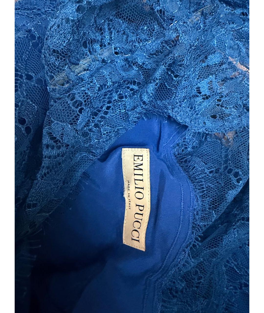 EMILIO PUCCI Синее кружевное вечернее платье, фото 4